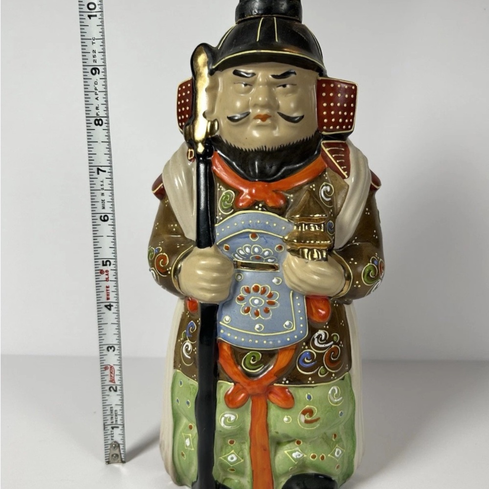 Vintage Kamotsuru Sake Samurai Decanter Bottle Japan Porcelain Warrior